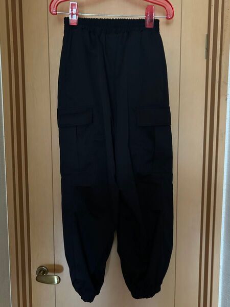 黒 カーゴパンツ ジョガーパンツ ウエストゴム