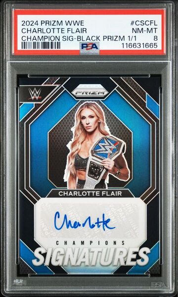 1/1 2024 PRIZM WWE CHARLOTTE FLAIR CHAMPIONS SIGNATURES BLACK PSA