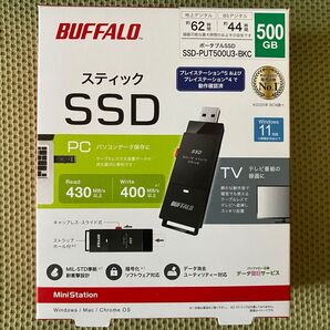 ★☆【使用時間ごく少ない】Buffalo スティックSSD ポータブル SSD 500GB ☆★