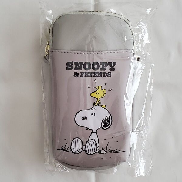 PEANUTS スヌーピー PU スマホショルダーバッグ グレー 未開封 ポーチ ポシェット サコッシュ バッグ 値下げ不可