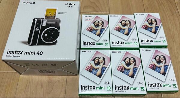 FUJIFILM instax mini 40 インスタントカメラ + チェキ フィルム 10枚x6個(60枚)