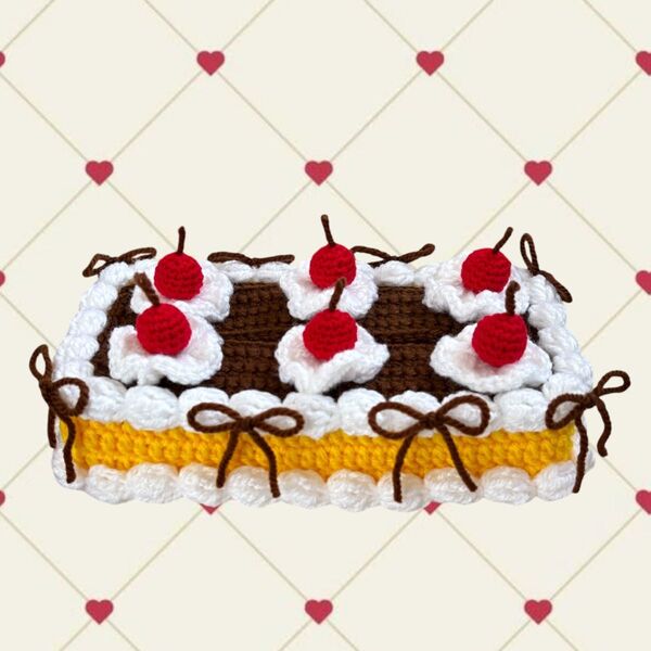 ケーキ プリン ティッシュケース ティッシュカバー 編み物 ハンドメイド