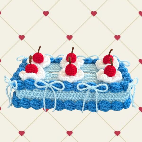 ケーキ ティッシュケース ティッシュカバー 編み物 ハンドメイド