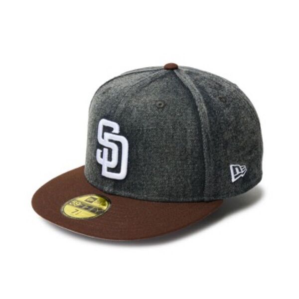 59fifty MLB denim 2-tone サンディエゴ パドレス ウォッシュド ブラックデニム バーントウッドバイザー