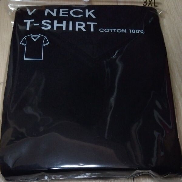 【1日から販売】GU ジーユー コットン100% Vネック 半袖 tシャツ 3XL 4L ブラック 黒