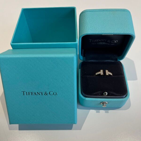 TIFFANY&Co. ティファニー T ダイヤモンド ワイヤーリング 16号 ローズゴールド