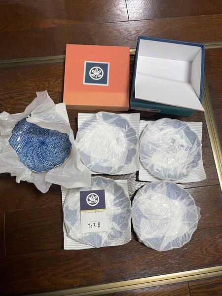 超貴重 新品未使用 たち吉 染付捻祥瑞 ねじり祥瑞 銘々皿 5枚セット 24時間以内発送 匿名配送 早い者勝ち 即購入OK