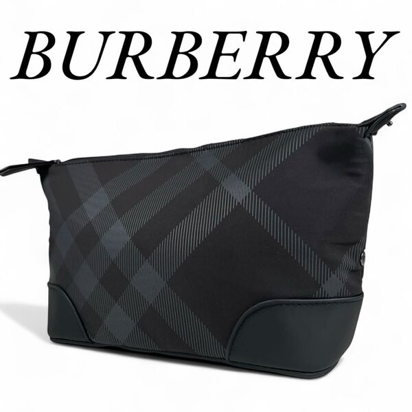 【美品】 BURBERRY バーバリー ポーチ ノバチェック ブラック