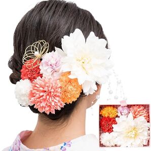 和装 髪飾り 和服髪飾り 浴衣 成人式 振袖 卒業式 造花 白 8点セット ヘッドドレス