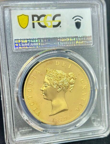 【最高鑑定品】1879 イギリス ヴィクトリア女王 シールドFANTASYクラウンプルーフ黄銅貨 PCGS鑑定PR68CAM
