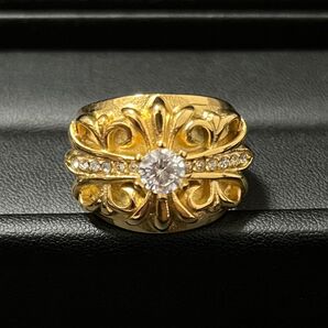 ジルコニア CZ フローラルクロスリング ゴールド フローラルリング 人気 指輪