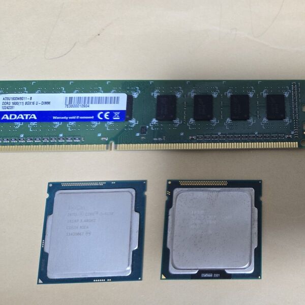 メモリ、CPU 3点セット ADATA 8GB Intel Core i3