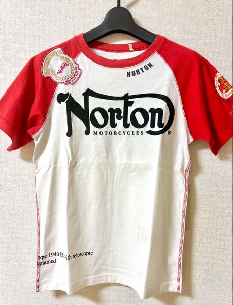 Norton ノートン クールネック 半袖 Tシャツ ラグランT コットン ホワイト