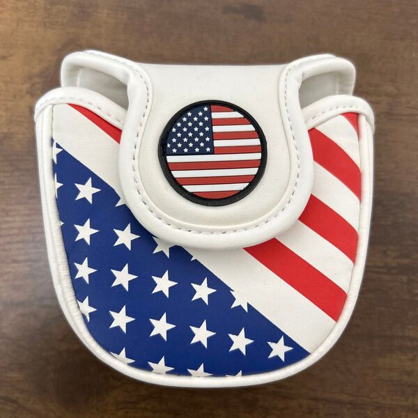 ゴルフ パターカバー 星条旗 アメリカ国旗 マレット型 マグネット開閉式