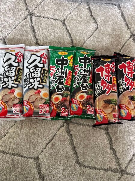 サンポー 棒ラーメン 食べ比べ 6点 12人前セット とんこつラーメン 博多 久留米 中洲屋台 ピリ辛とんこつ インスタント