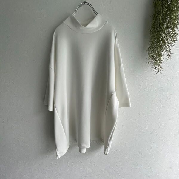 Tシャツ ハイポンチ モックネック ビッグシルエット 半袖 カットソー
