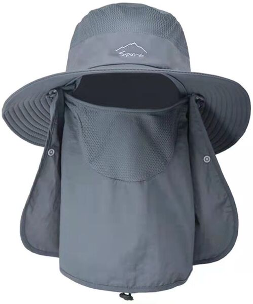 サファリハット つば広帽子 吸湿速乾 メッシュ UVカット 日焼け防止 2way 折りたたみ 釣り 登山 アウトドア スポーツ