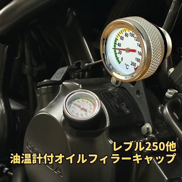 レブル250他 M20 P2.5 油温計付 オイルフィラーキャップ シルバー