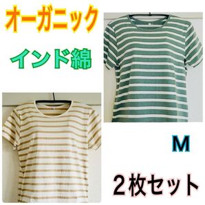 新品 オーガニック インド綿 Tシャツ 綿100% 2色 M 2枚セット