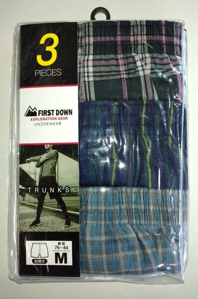 FIRST DOWN トランクス 前開き 綿100% Mサイズ 3枚セット 【新品・未開封発送】