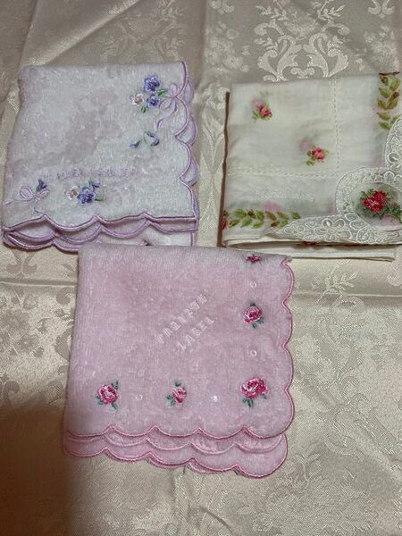 ハンカチ 3枚セット 刺繍 花柄 ローラーアシュレイ・プライベートレーベル
