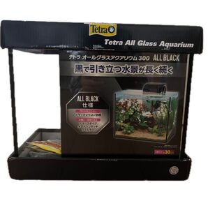 【未使用】テトラ オールグラスアクアリウム 300 ALL BLACK フィルター 餌、カルキ抜きサンプル付 約11L 初心者