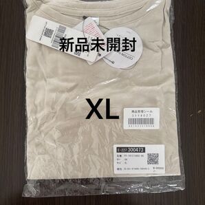 新品未開封 フレンチスリーブTシャツ XLサイズ クリーム系 綿100% ストレッチ 未使用 無地 タグ付き