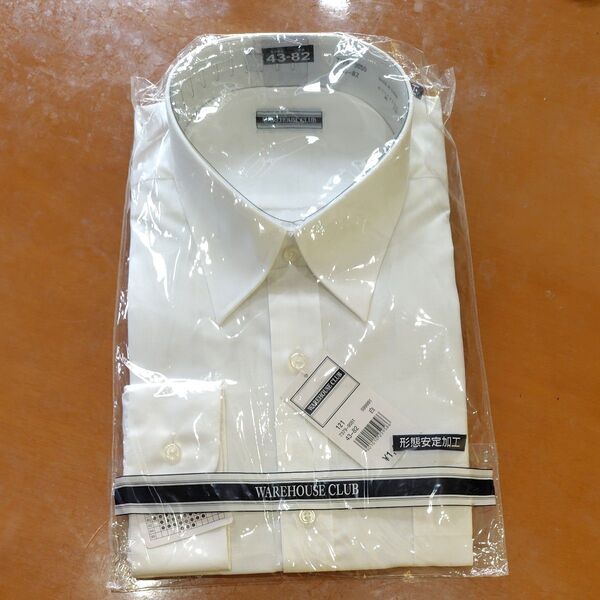 長袖 ワイシャツ カッターシャツ Yシャツ 白 形態安定 サイズ43-82 WARE HOUSE CLUB