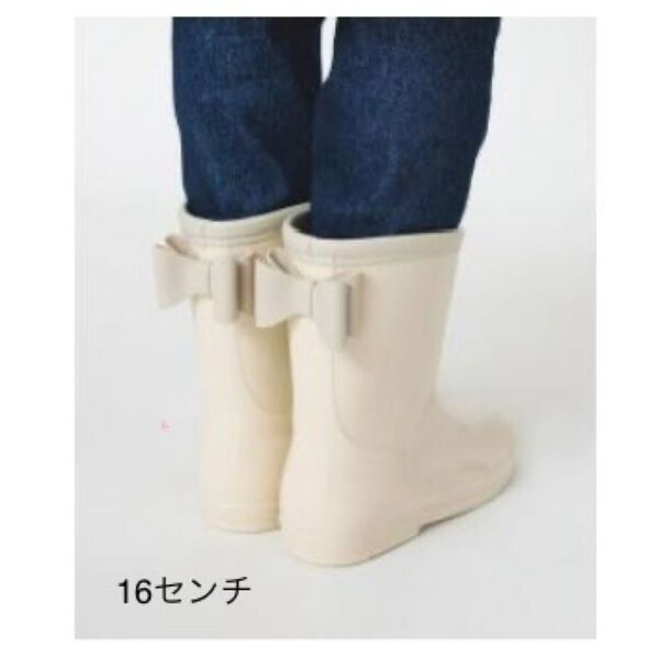 branshes ブランシェス レインシューズ リボン付きレインブーツ 16センチ 長靴 ベージュ ガールズ 女の子