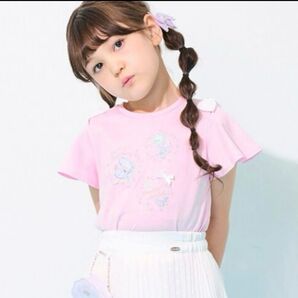 新品 メゾピアノ シェル 袖リボン2wayTシャツ