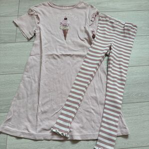 メゾピアノ アイス転写 チュニックTシャツ レギンス パジャマ