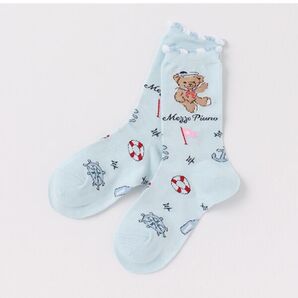 新品 メゾピアノ マリンくま柄 クルーソックス【日本製】