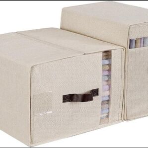 【季節ものの収納、衣替えに便利】収納ボックス 折りたたみ 2点セットリネン ベージュ 折りたたみ 大容量