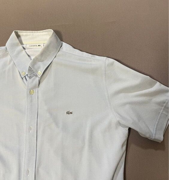 LACOSTE 半袖シャツ 水色 ボタンダウン ポロシャツ ビシカジ メンズ