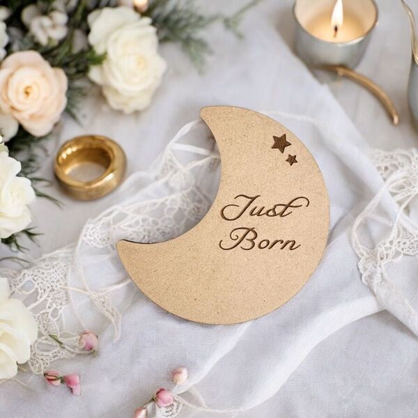 木製 justborn 月プレート ニューボーンフォト ジャストボーン