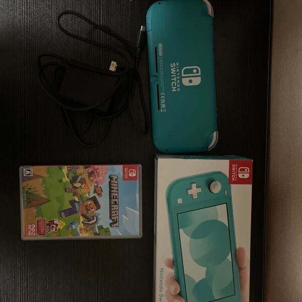 Nintendo Switch Lite ターコイズ充電器、箱、マインクラフトソフト付き