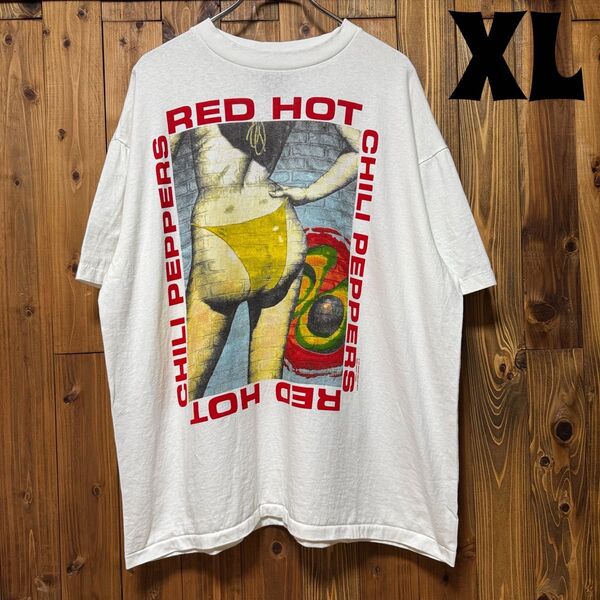 XL レッド・ホット・チリ・ペッパーズ ④ ビンテージ加工Tシャツ 白T ホワイト