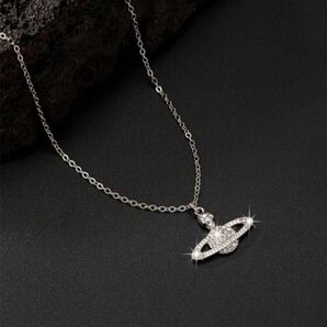 シルバー【新品・未使用】土星×スカル モチーフ ネックレス