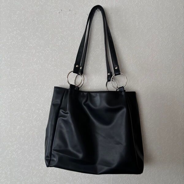 【即購入不可】 SHEIN シーイン レザートートバッグ ハンドバッグ 黒 ブラック PUレザー トートバッグ