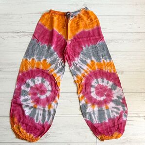 タイパンツ 男女兼用 タイダイ染め サルエルパンツ 一点物 新品 No.7