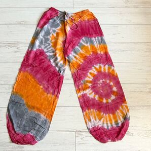 タイパンツ 男女兼用 タイダイ染め サルエルパンツ 一点物 新品 No.9