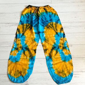 タイパンツ 男女兼用 タイダイ染め サルエルパンツ 一点物 新品 No.15