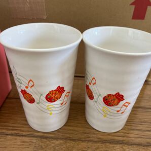 湯呑み 2個セット 金魚 音符 たち吉商品 金魚 レア