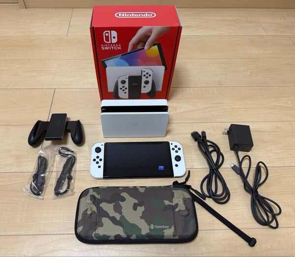 Nintendo Switch 有機ELモデル ホワイト 本体 サムスン製SDカード256GB tomtoc製キャリングケース付