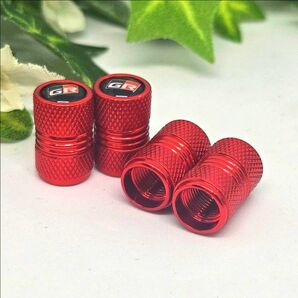 AA37 GR ロゴ エアバルブキャップ アクセサリー レッド 4個