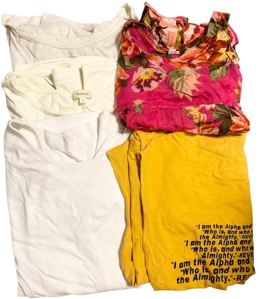 【本日限定価格】【5点セット】半袖 Tシャツ ノースリーブ タンクトップ トップス カットソー レディース M-L まとめ売り
