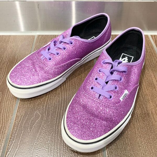 【本日限定価格】VANS SMU AUTHENTIC グリッター スニーカー シューズ 靴 紫 パープル キラキラ ラメ 24cm