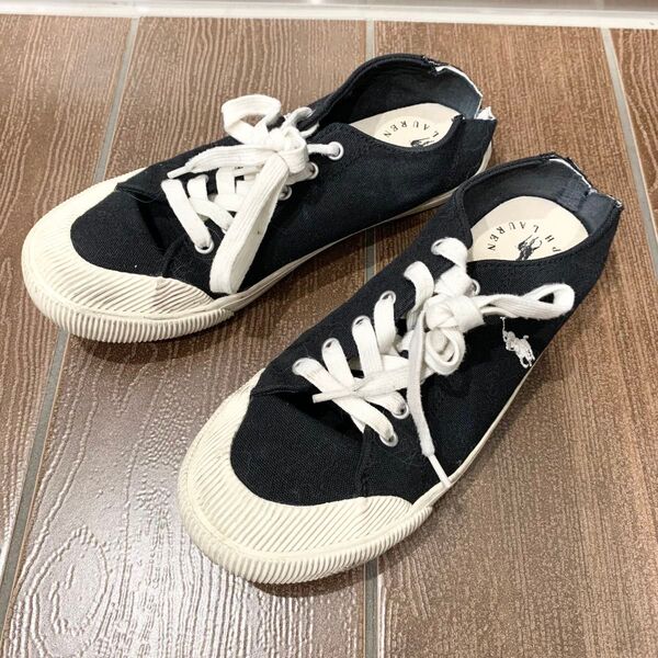 【本日限定価格】POLO RALPH LAUREN ポロ ラルフローレン 靴 シューズ ローカット スニーカー 黒 23.5cm