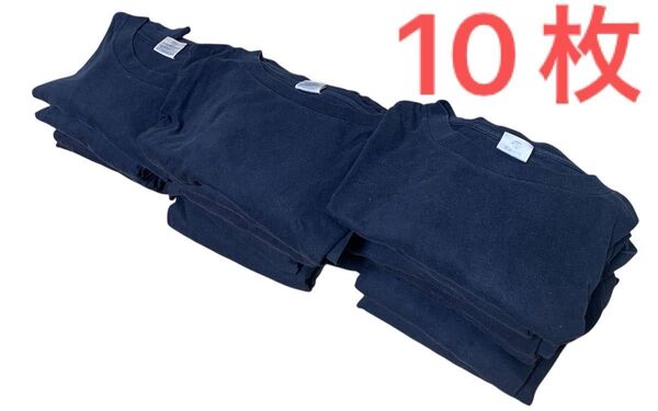 【本日限定価格】3L XXL ネイビー 紺 綿100% コットン 半袖 T シャツ 無地 シンプル 10枚 セット まとめ売り