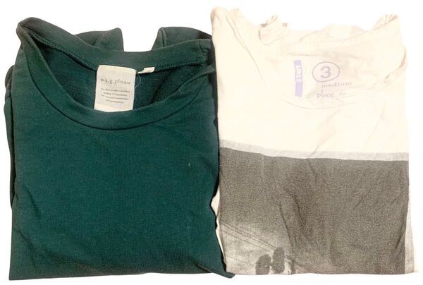 【本日限定価格】【2枚 セット】半袖 5丈 グリーン ホワイト Tシャツ トップス カットソー レディース M-L まとめ売り